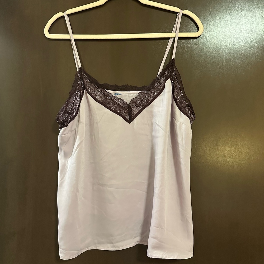 Old Navy Lavender and Dark Brown Lace Trim Tank Top